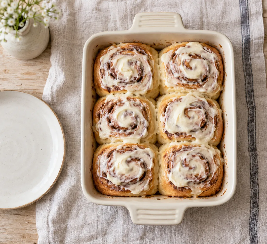 Cinnamon buns with cream cheese icing